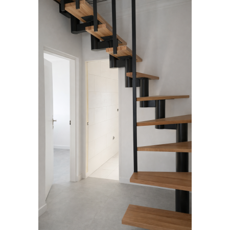 Лестница металлическая с деревянными ступенями для компактных пространств A-54